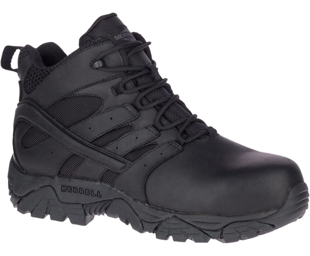 Kozaki Merrell Damskie Czarne - Moab 2 Mid Tactical Response Waterproof Comp Toe Work - 129086-ZIR